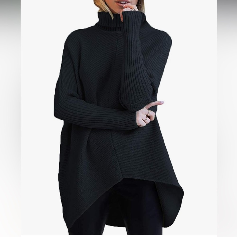 ANRABESS Womens Oversized Turtleneck Long Sleeve Baggy Knit Tunic Sweater small